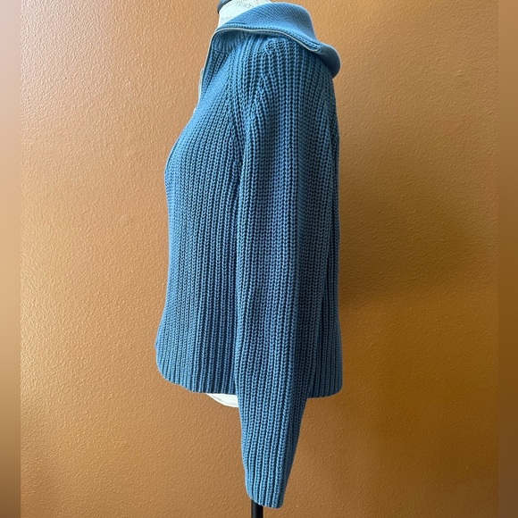 Haven Well Within Cotton Shaker Stitch Half Zip Blue/Gray Sweater Large EUC! - Picture 4 of 6